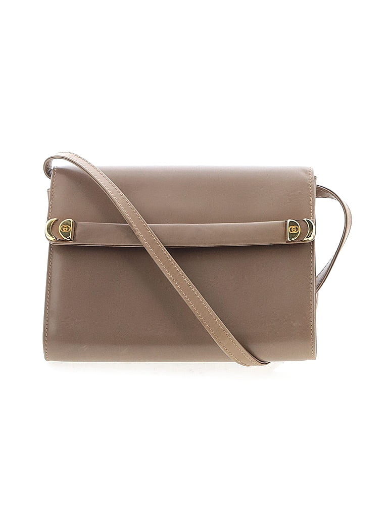 Gucci 100% Leather Solid Gray Brown Vintage Leather Crossbody Bag One size - photo 1