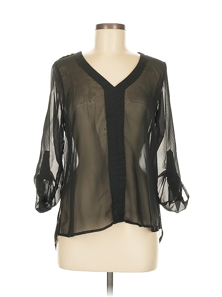 Pre-owned Dizzy Lizzy 3/4 Sleeve Blouse In Black