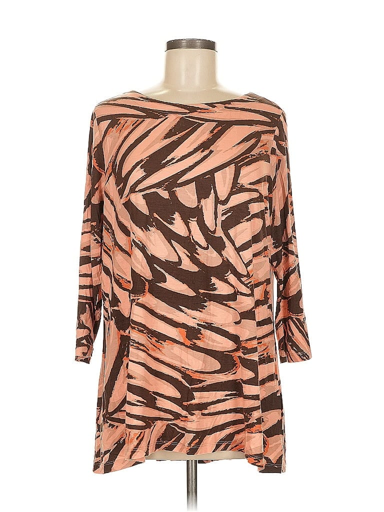 Belle By Kim Gravel Brown 3/4 Sleeve Blouse Size M - photo 1