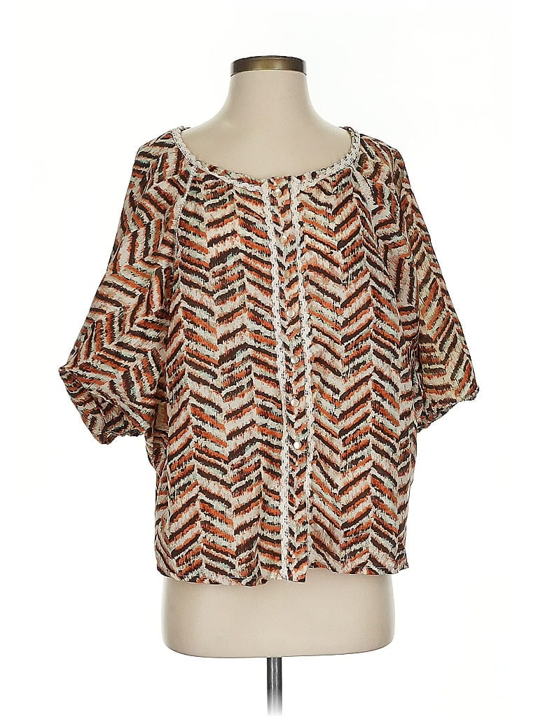 Pre-owned Mona Lisa Short Sleeve Blouse In Brown