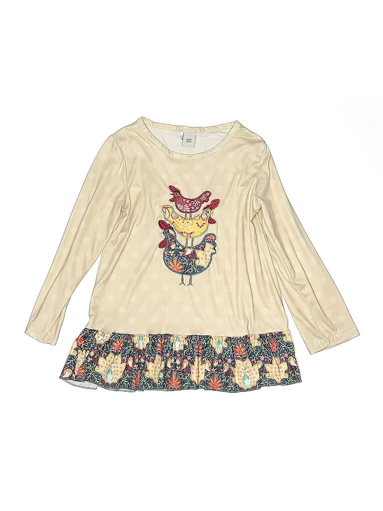 ASSORTED BRANDS Pre-owned Kids' Long Sleeve Top Ivory Ruffles Neckline Tops In White