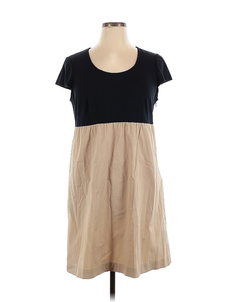 AK Anne Klein Color Block Tan Blue Casual Dress Size 14 - photo 1