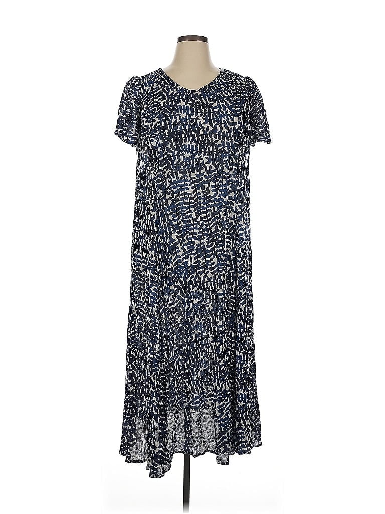 Woman Within 100% Rayon Print Blue Casual Dress Size 14 - photo 1