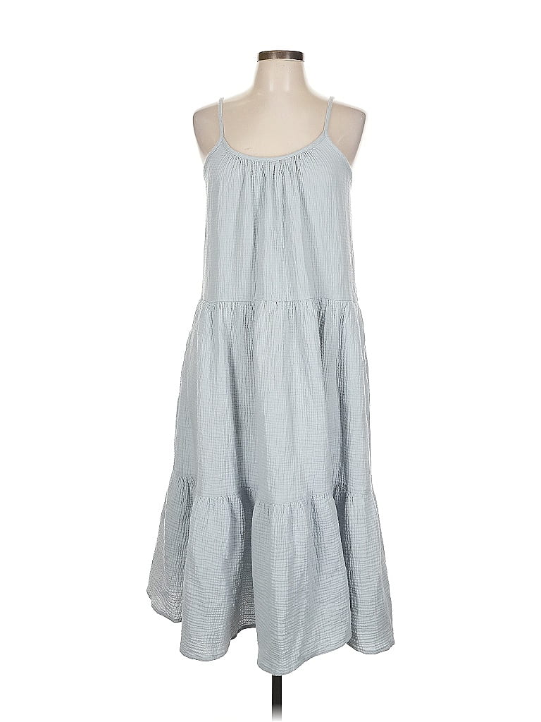 Magaschoni 100% Cotton Gray Casual Dress Size L - photo 1