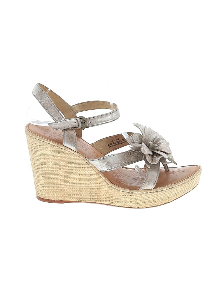 Born Handcrafted Footwear Gray Tan Wedges Size 10 - photo 1