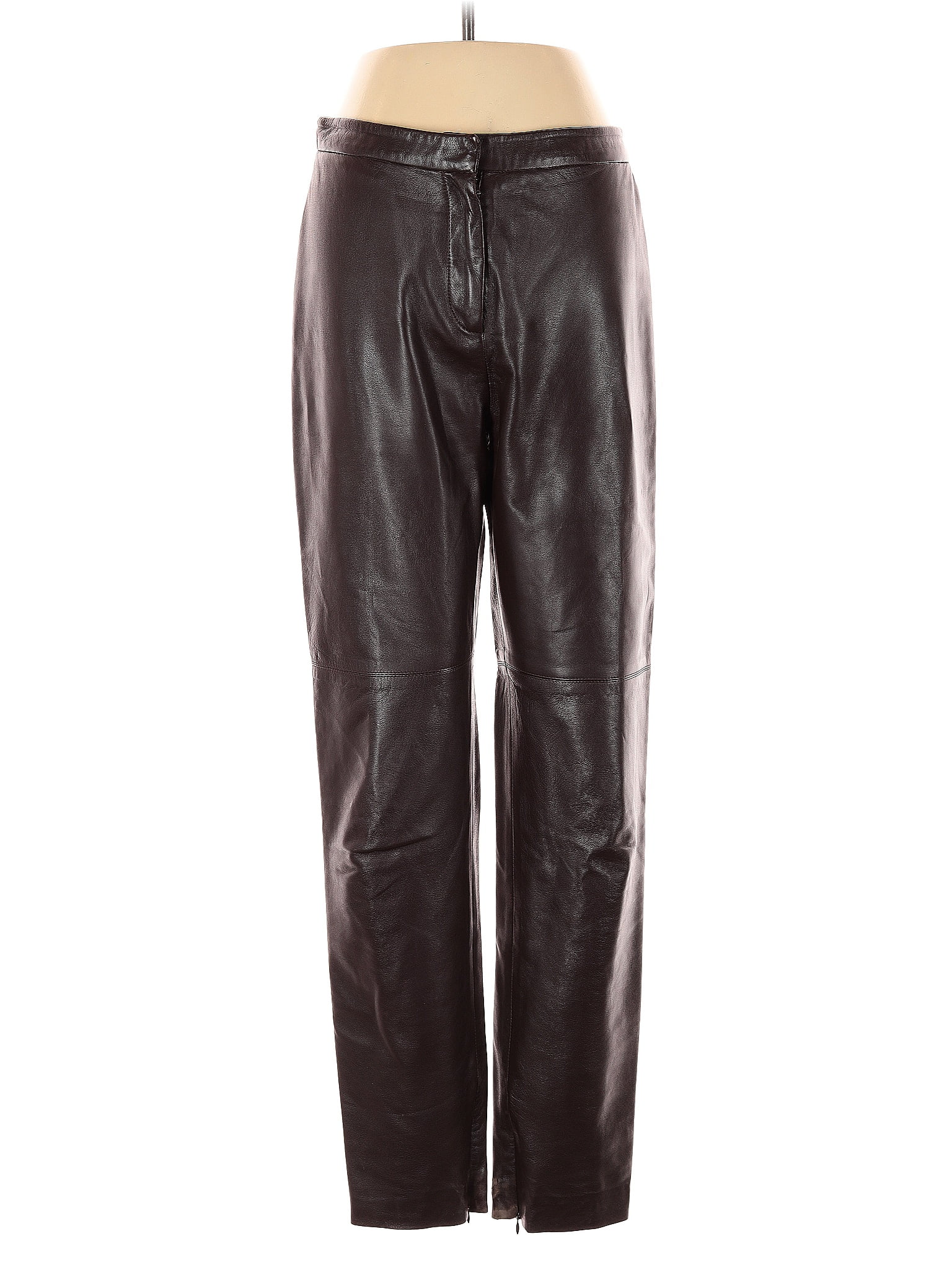 Oscar De La Renta 100% Leather Brown Leather Pants Size 8