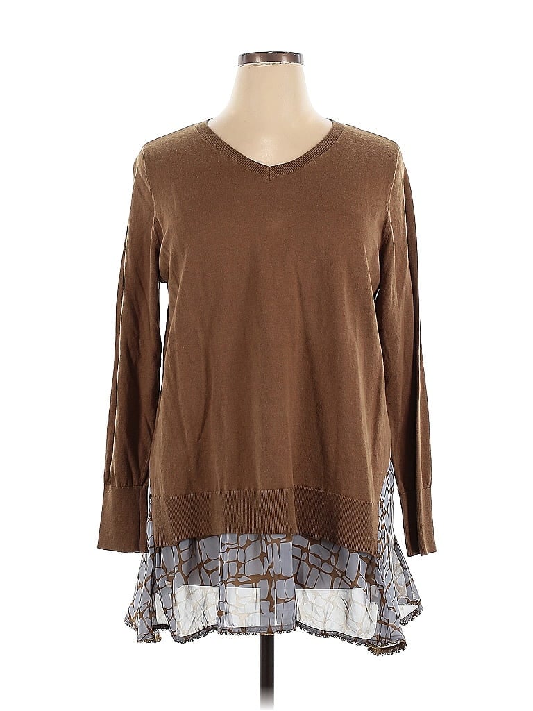 LOGO by Lori Goldstein Brown Tan Pullover Sweater Size XL - photo 1