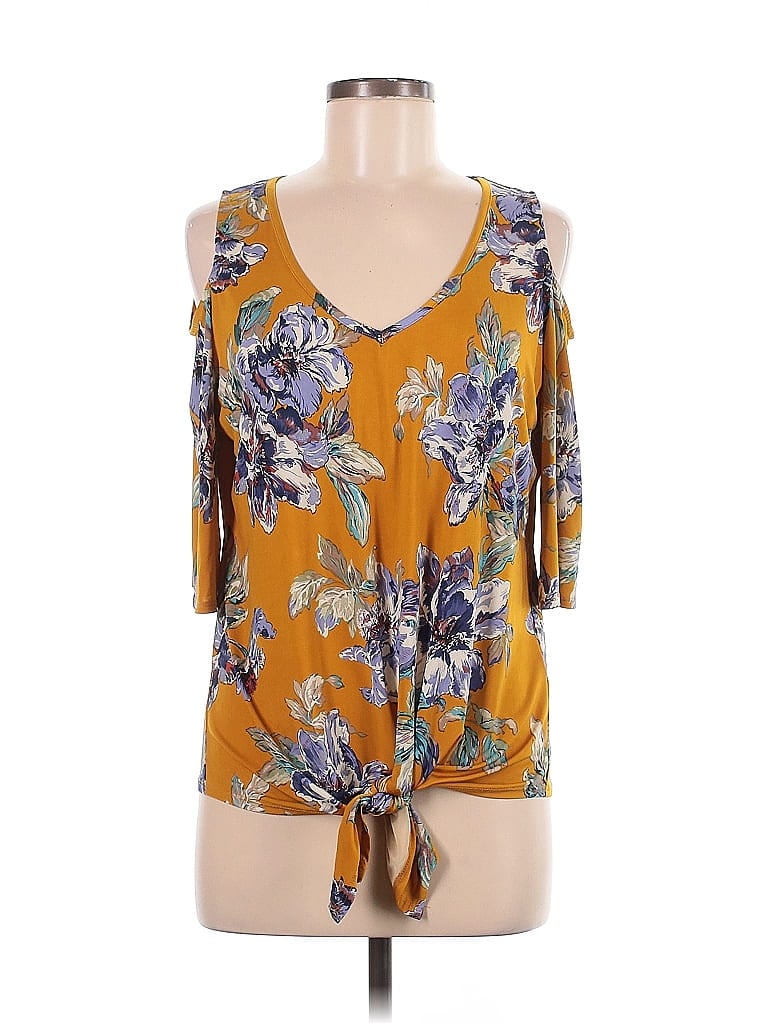 Veronica M. Yellow Short Sleeve Top Size M - photo 1