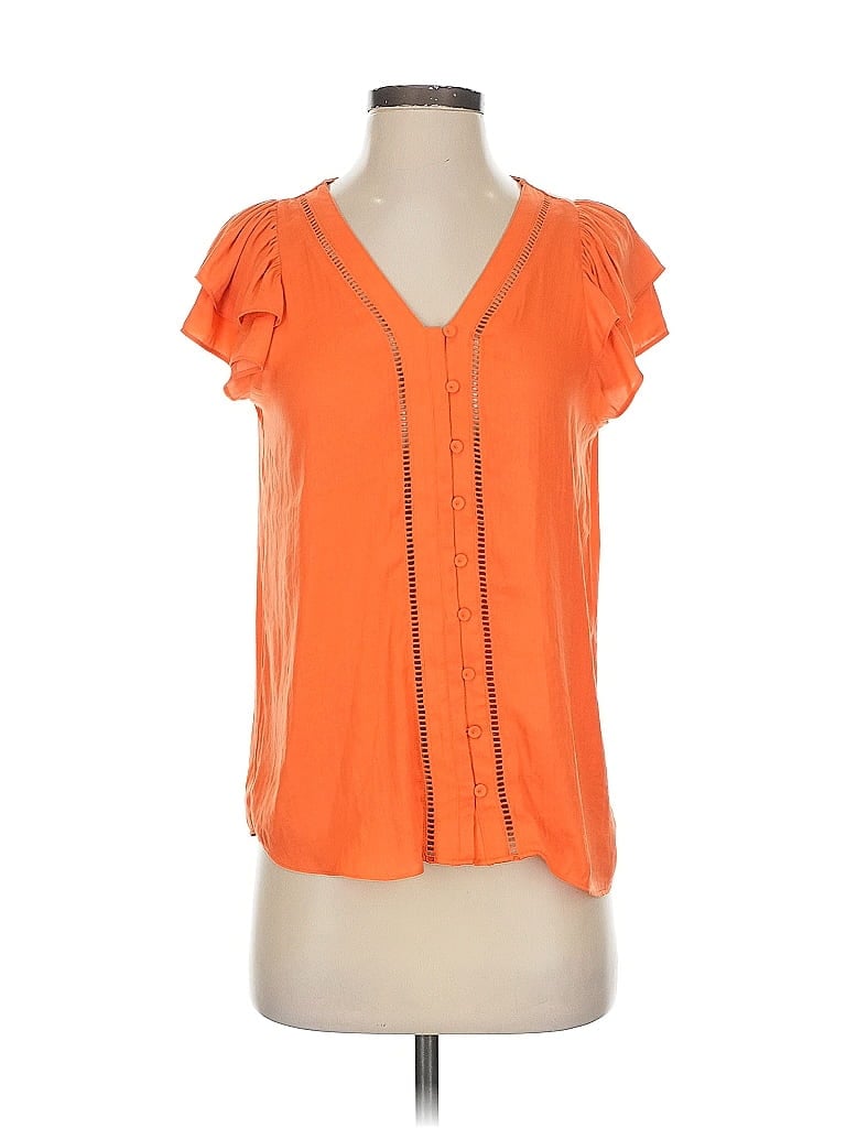 Pre-owned Joie Short Sleeve Blouse In Orange
