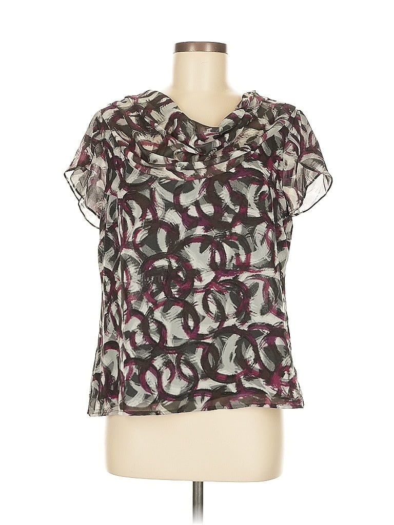 Pre-owned 212 Collection Short Sleeve Blouse In Gray