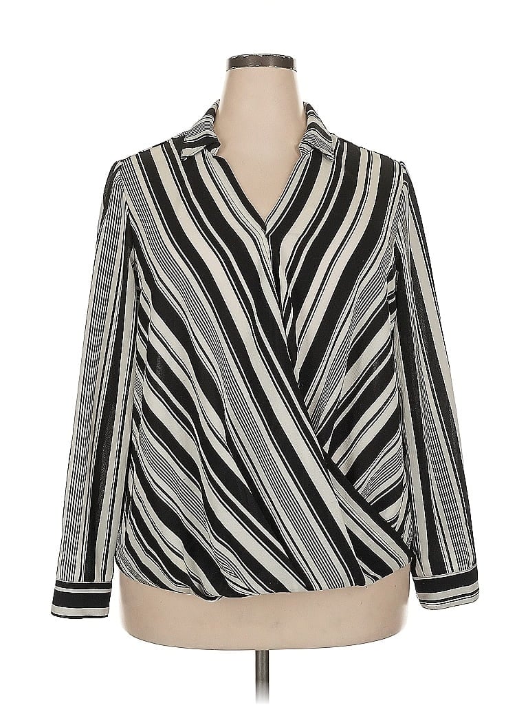 Pre-owned Dressbarn Long Sleeve Blouse In Silver