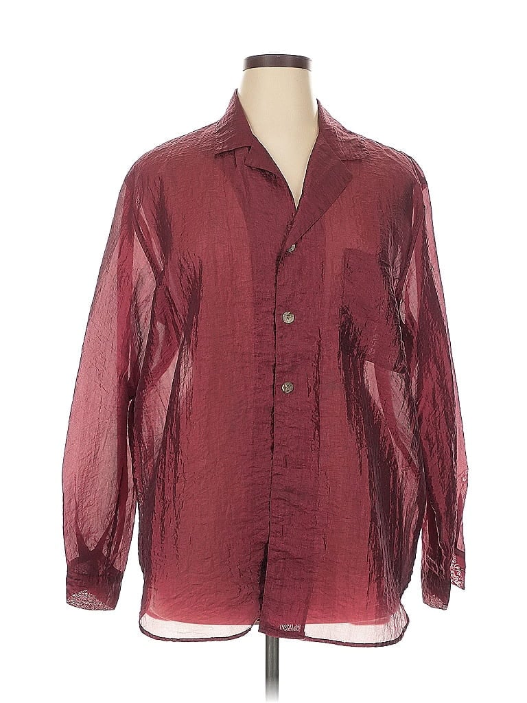Chico's Design Burgundy Long Sleeve Button-Down Shirt Size XL - photo 1