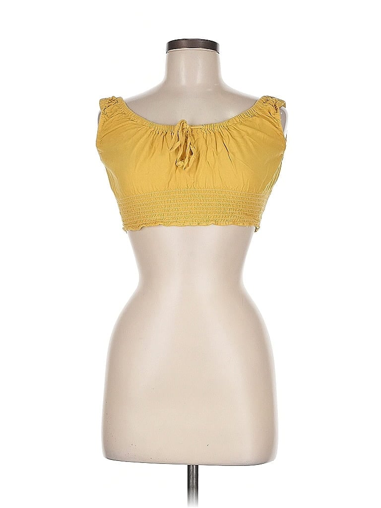 Pre-owned Brandy Melville Sleeveless Top Yellow Sweetheart Neckline Tops
