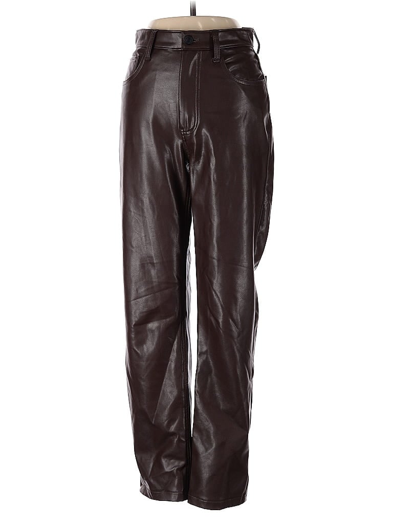 Pre-owned Abercrombie & Fitch Faux Leather Pants In Brown