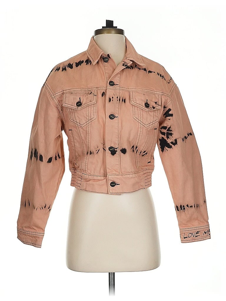Desigual 100% Cotton Hearts Tan Jacket Size XS - photo 1