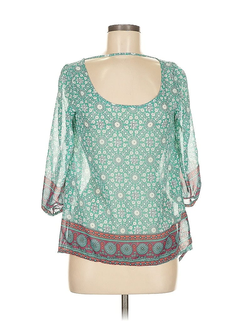 Click to view more detailed imagery on our partner's website Pre-owned Moon Collection 3/4 Sleeve Blouse In Blue