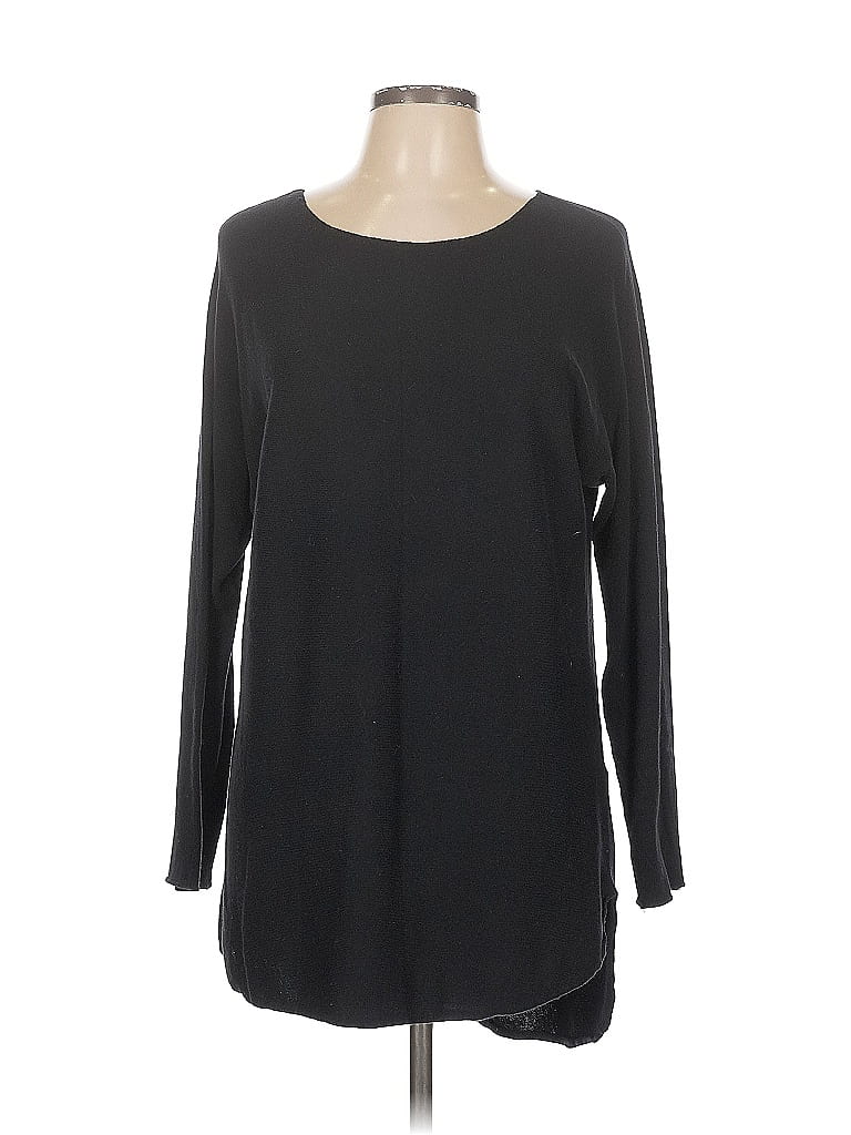 Pre-owned Inc International Concepts Long Sleeve Top Black Boatneck Tops