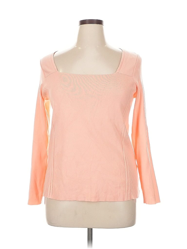 Pre-owned Inc International Concepts Long Sleeve Top Orange Square Neckline Tops