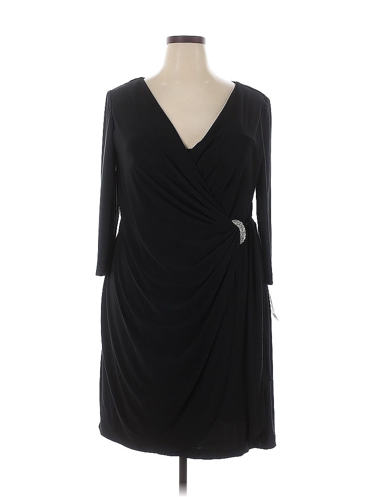 Alex Evenings Solid Black Cocktail Dress Size 20 - photo 1