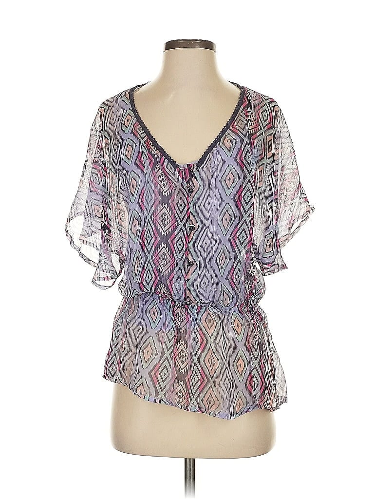 Pre-owned Ella Moss Short Sleeve Blouse In Purple