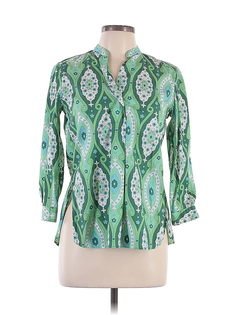 Pre-owned Le Sarte Pettegole 3/4 Sleeve Blouse In Green