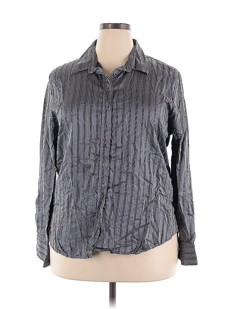 Pre-owned The Shirt By Rochelle Behrens Long Sleeve Blouse In Gray