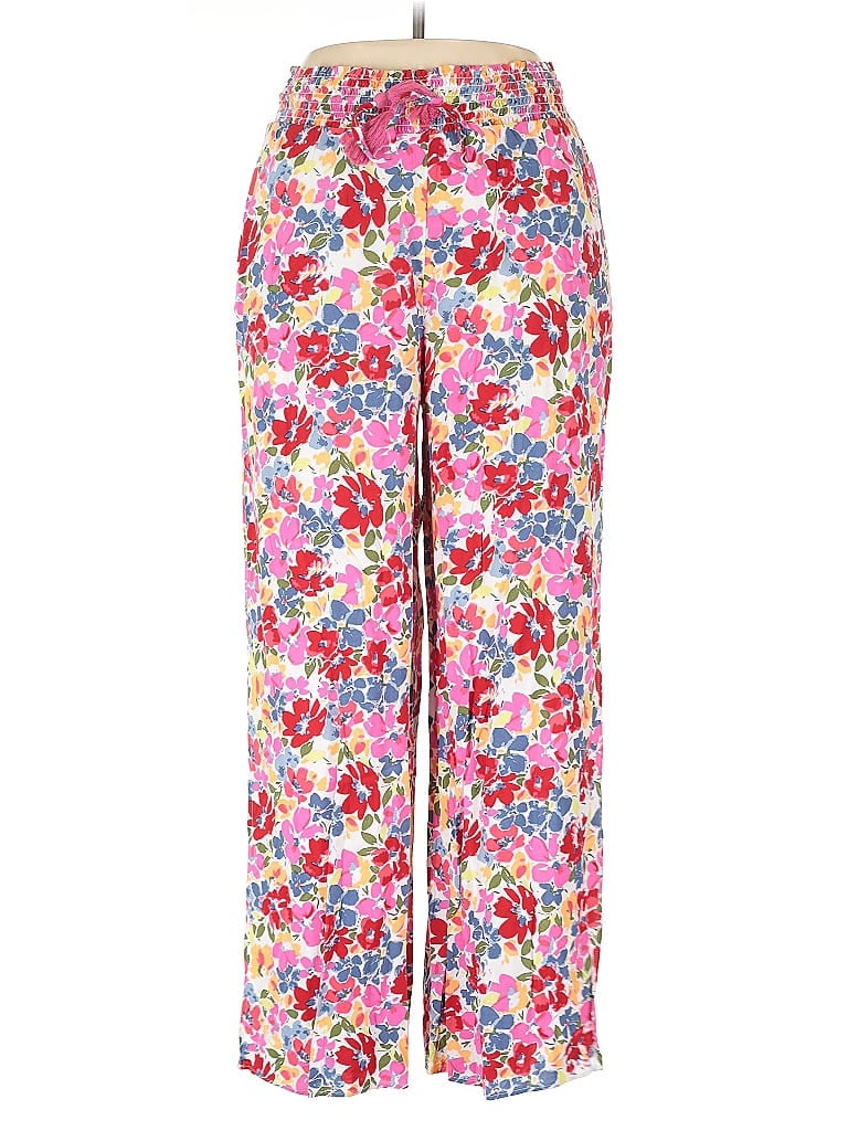 Roxy 100% Viscose Floral Pink Casual Pants Size 12 - photo 1
