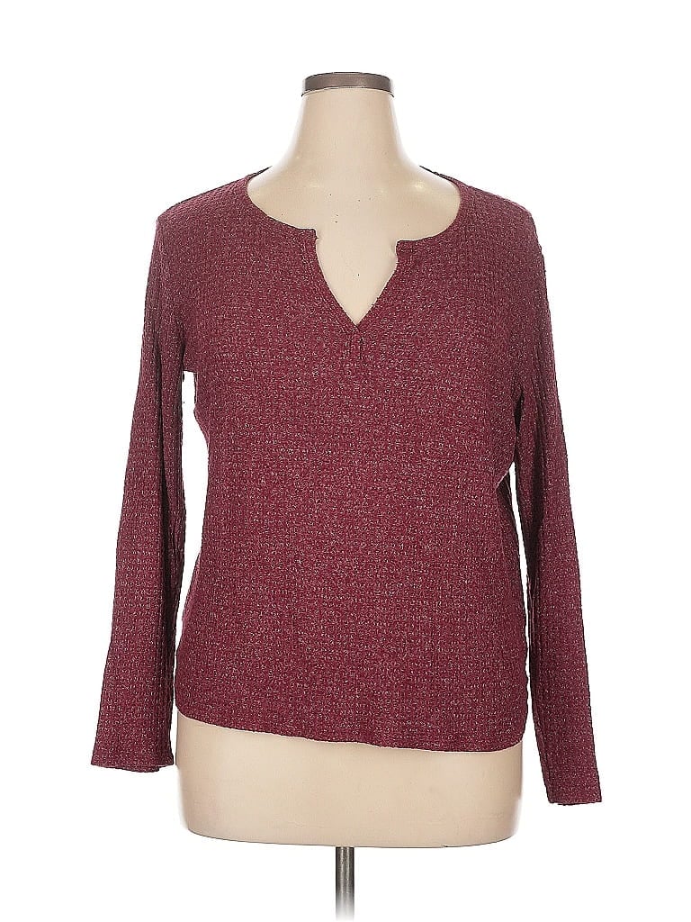 Socialite Tweed Burgundy Pullover Sweater Size XL - photo 1