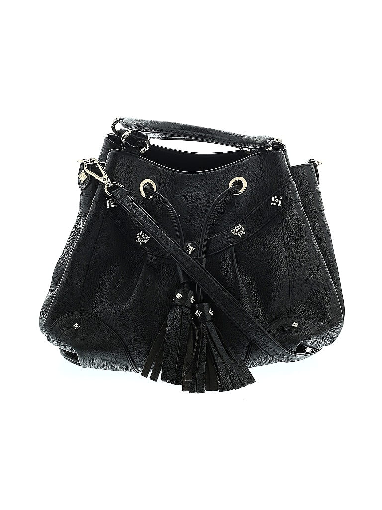 MCM 100% Leather Solid Black Leather Bucket Bag One size - photo 1