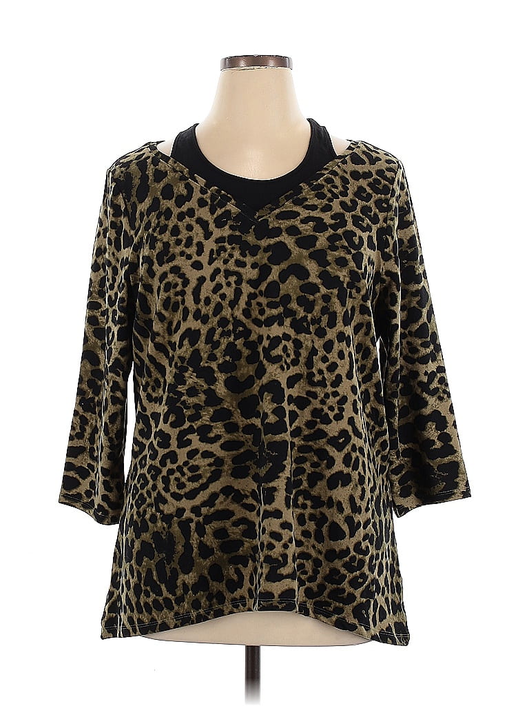 Belle By Kim Gravel Print Black Gold 3/4 Sleeve T-Shirt Size XL - photo 1