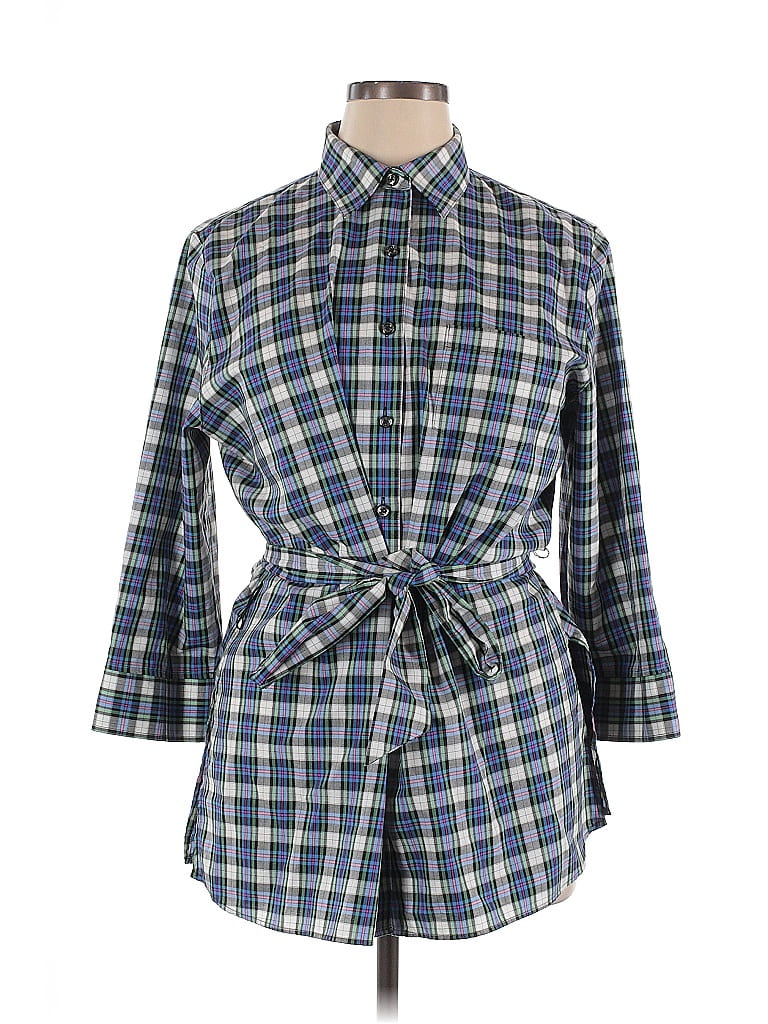 Foxcroft Blue 3/4 Sleeve Button-Down Shirt Size 16 - photo 1