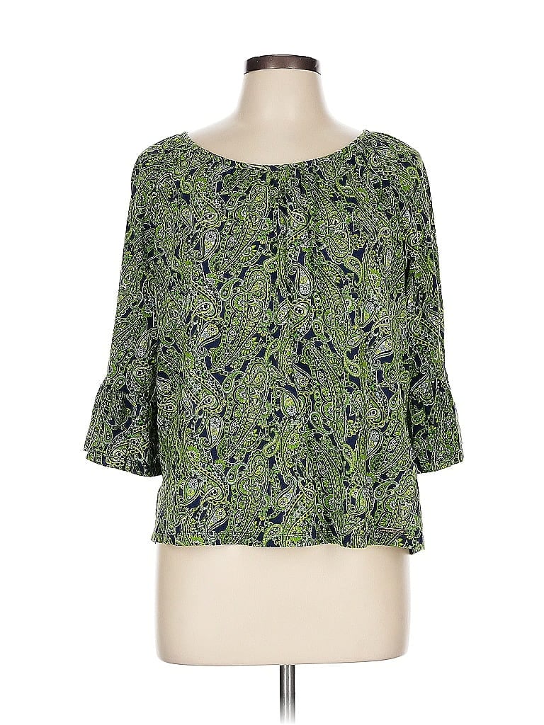 Pre-owned Michael Michael Kors 3/4 Sleeve Blouse In Green