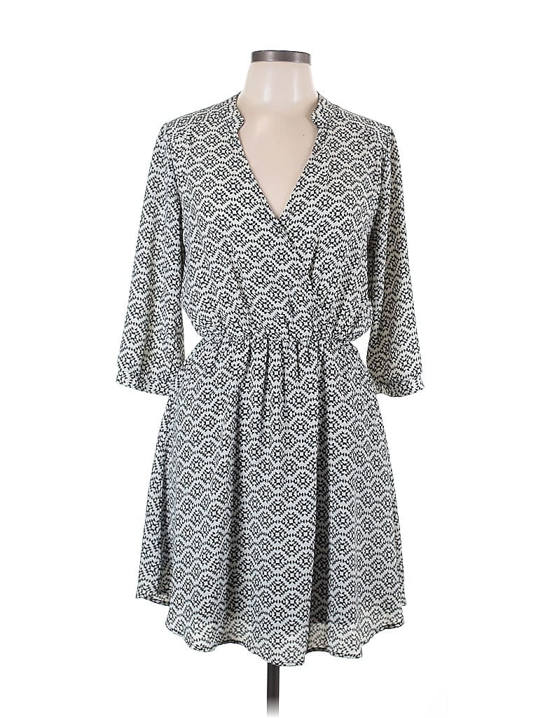 Xhilaration 100% Polyester Chevron-herringbone Gray Casual Dress Size L - photo 1