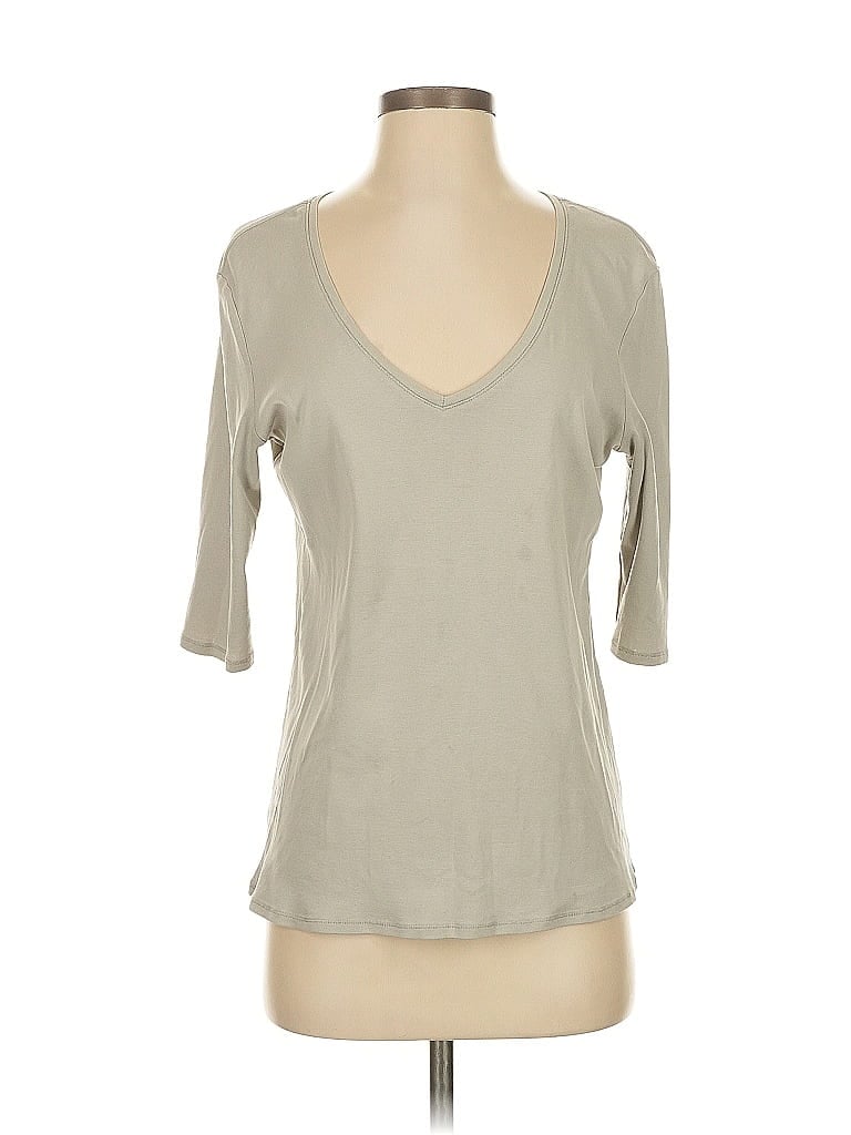 Pre-owned Eileen Fisher 3/4 Sleeve T-shirt In Brown