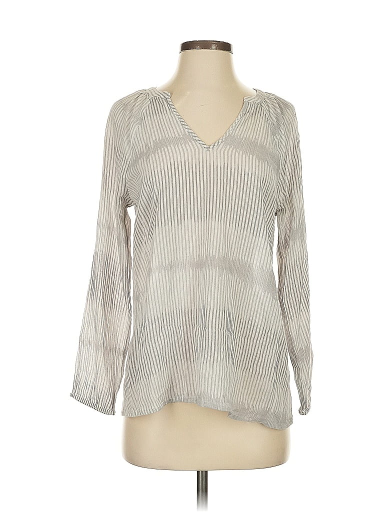 Pre-owned Soft Joie Long Sleeve Blouse In Silver