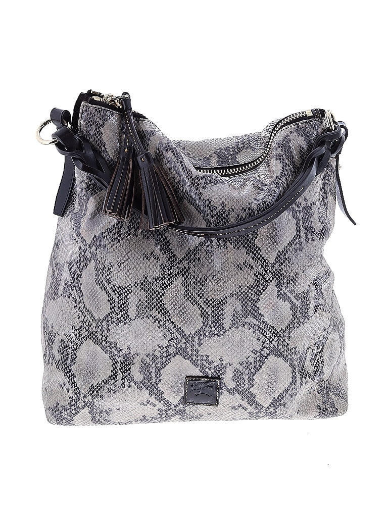 Dooney & Bourke 100% Leather Print Gray Ivory Leather Shoulder Bag One size - photo 1