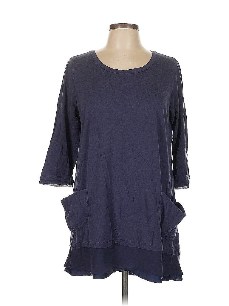 LOGO by Lori Goldstein Blue 3/4 Sleeve Top Size L - photo 1