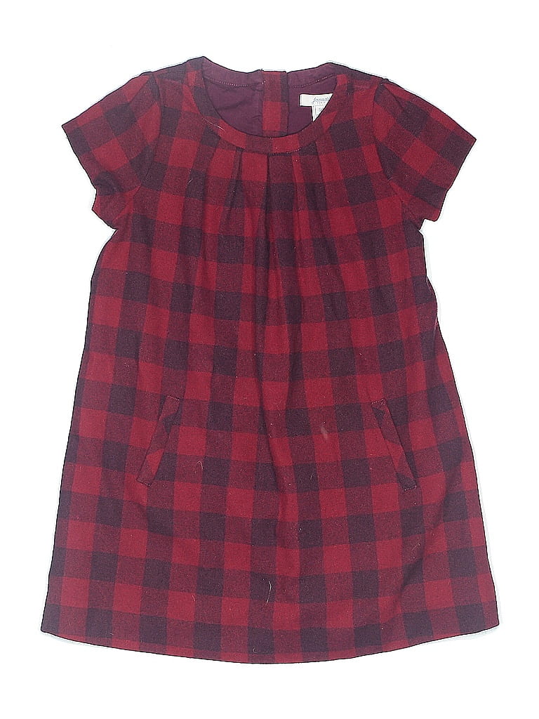 Jacadi 100% Cotton Plaid Burgundy Dress Size 5 (big kids) - photo 1