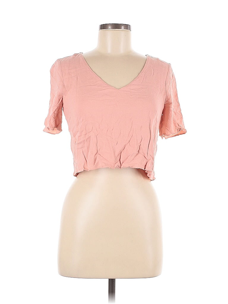 Pre-owned Lulus Short Sleeve Top Pink Sweetheart Neckline Tops