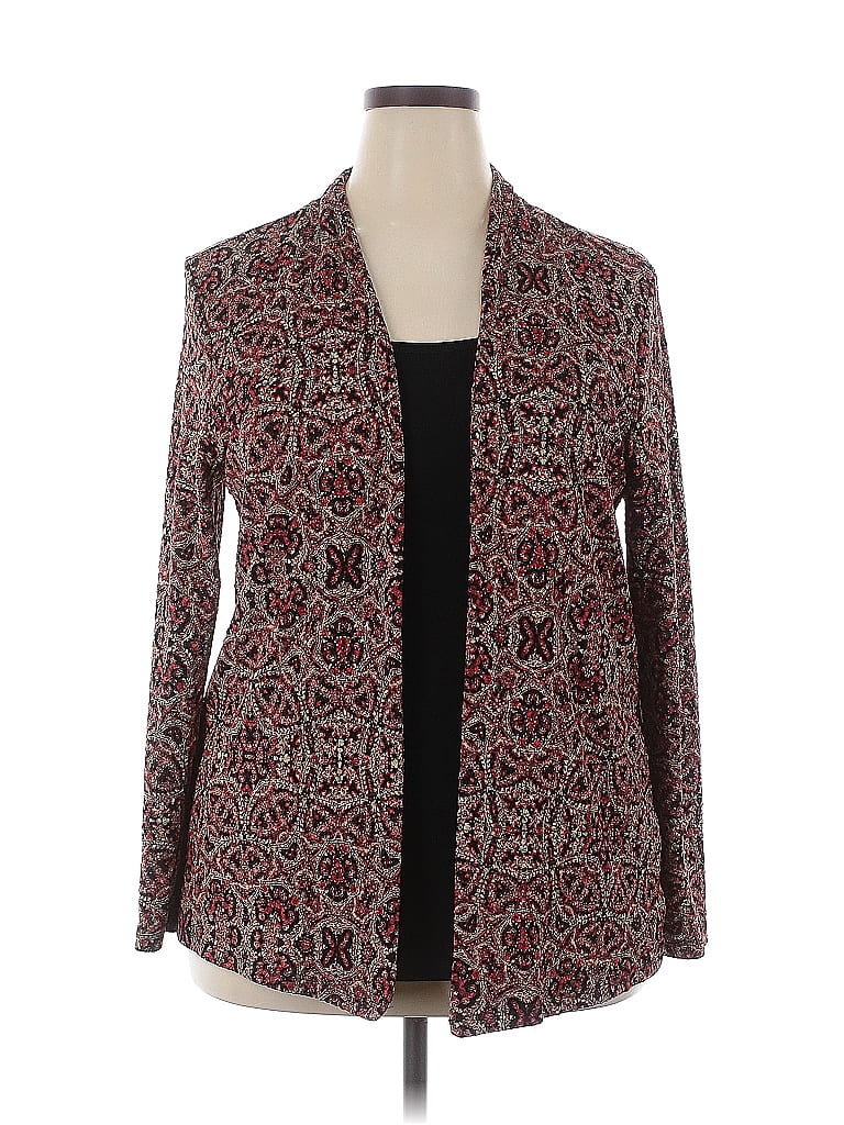 Click to view more detailed imagery on our partner's website Pre-owned Jm Collection Long Sleeve Top Brown Paisley Pattern Tops