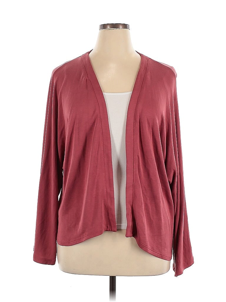 LOGO by Lori Goldstein Burgundy Cardigan Size XL - photo 1