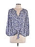 Collective Concepts 100% Polyester Floral Blue 3/4 Sleeve Blouse Size L - photo 1