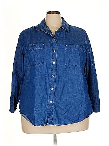 Jones New York Signature 3/4 Sleeve Button-Down Shirt (view 1)
