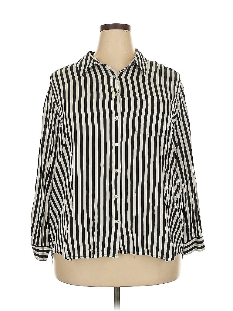 Pre-owned Jane And Delancey 3/4 Sleeve Button Down Shirt In White