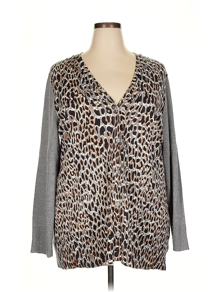 Chico's Animal Print Gray Cardigan Size XXL - photo 1