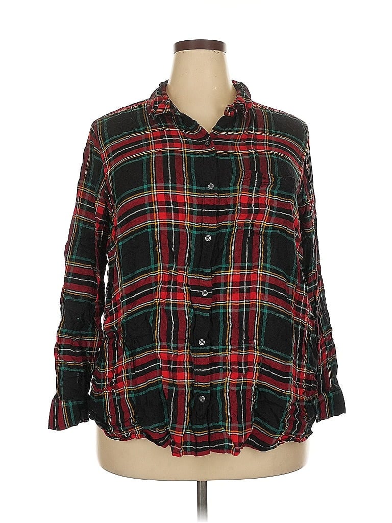 Pre-owned Old Navy 3/4 Sleeve Button Down Shirt In Black