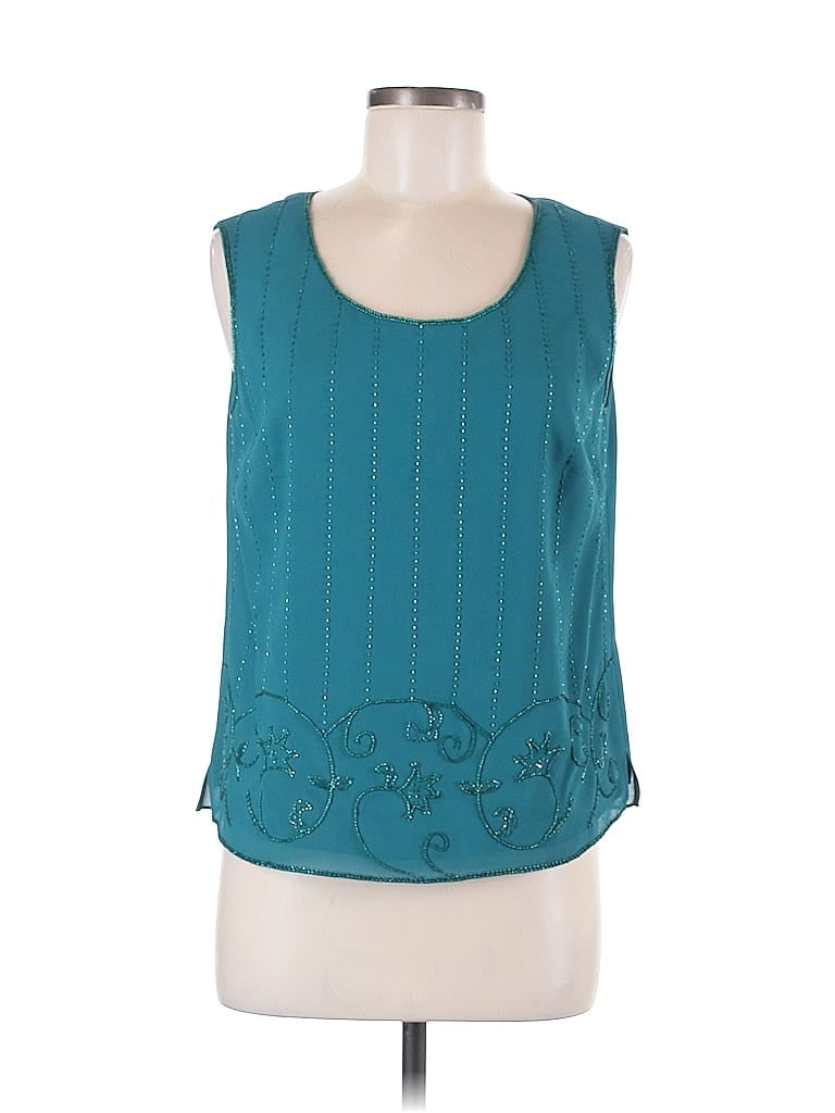 Chadwicks 100% Polyester Teal Sleeveless Blouse Size 8 - photo 1