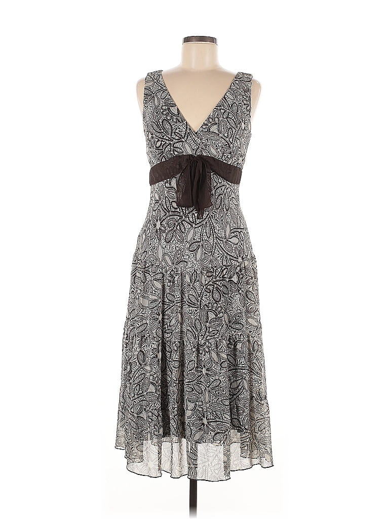 Connected Apparel 100% Polyester Paisley Gray Brown Cocktail Dress Size 8 - photo 1