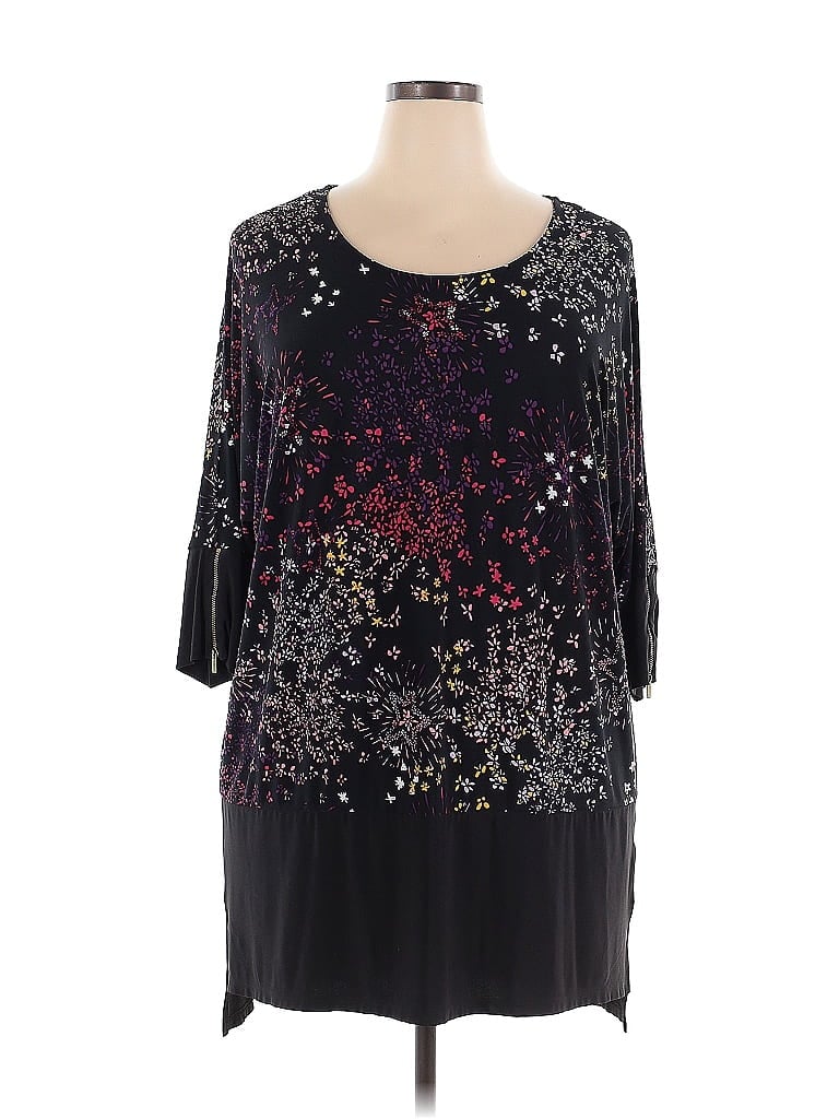 Woman Within Black 3/4 Sleeve Top Size 18 - photo 1