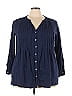 Roaman's 100% Cotton Blue 3/4 Sleeve Blouse Size 18 - photo 1
